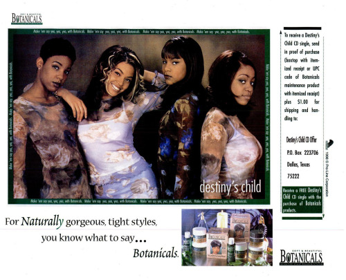 Destiny’s Child modelling for Botanicals - 1998