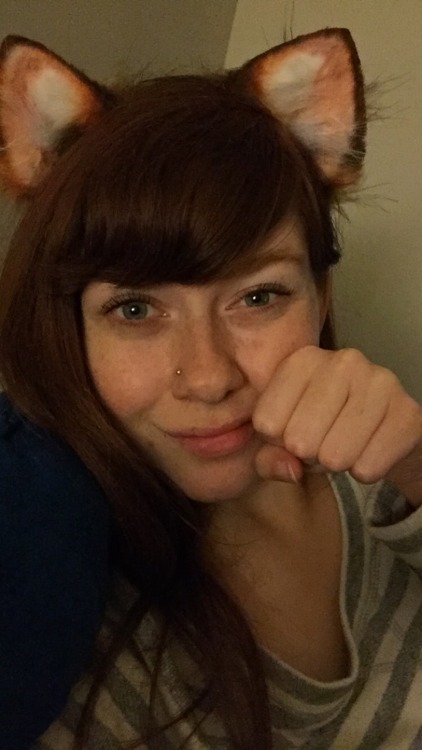 redheadedkitten:Happy National Cat Day! My ears from WoodlandCreature came in today!
