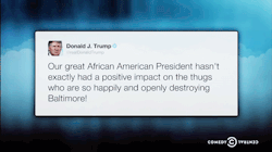 lastlips:  sandandglass:  The Nightly Show, April 28, 2015  What the fuck is that tweet though? Lord.