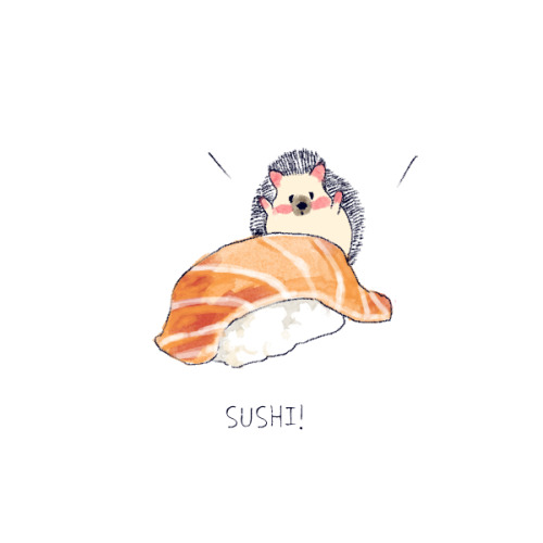 illust-shion: 「寿司は最高の友達だ！」﻿“Sushi is my best friend.”﻿﻿