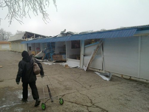 After the shelling on 13th February.Svetlodarsk, Donetsk region. 2015.