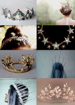 wingedwolves:  ⚜ inspiration for crowns &amp; tiaras ⚜  &ldquo;queens crowned in golden-jeweled halos, rule like angels among demons. their eyes shine like ethereal emeralds and stunning sapphires.&rdquo;  