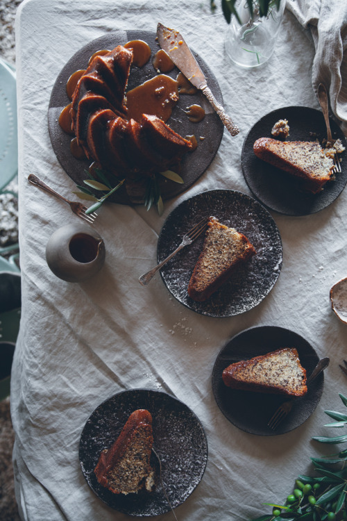 sweetoothgirl - BANANA BUNDT CAKE WITH HOT BUTTERSCOTCH SAUCE