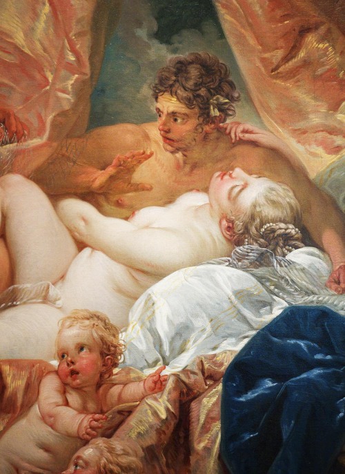 jaded-mandarin:Boucher. Detail from Venus and Mars surprised by Vulcan, 1754.