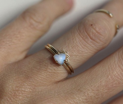 sosuperawesome:Moon Phase and Moonstone Rings, by Maya Rolc Majeric on EtsySee our ‘rings’ tag