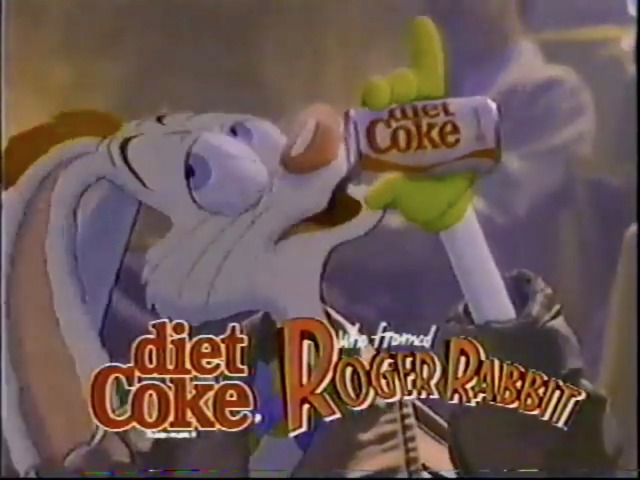 Diet Coke ad featuring Roger &amp; Jessica Rabbit. 1988.I was so mad about this film when I was a ki