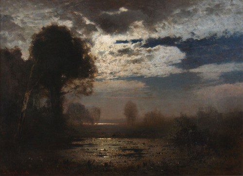 alcools:Moonlit Lake, Louis Douzette. Germany (1834 - 1924)