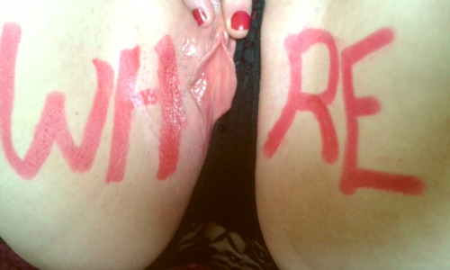 rubistorm:  This was Master’s assignment for me today. He likes to remind me of what I am and display it for everyone to see. 