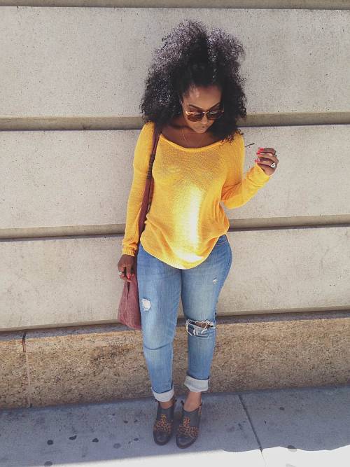 blackfashion:  Keiko El 21 Boston, MA keikoel.tumblr.com  Sunglasses: Charlotte Russe, Sweater: Zara, Jeans: Levi, Shoes: Thrifted Jeffrey Campbell’s.