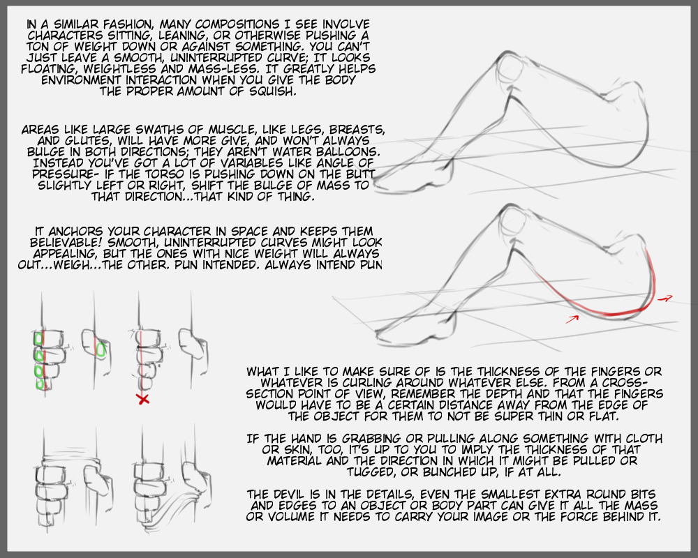 fkevlar:  Art post/tutorial: small details about interaction of body with objects/clothes/itself,