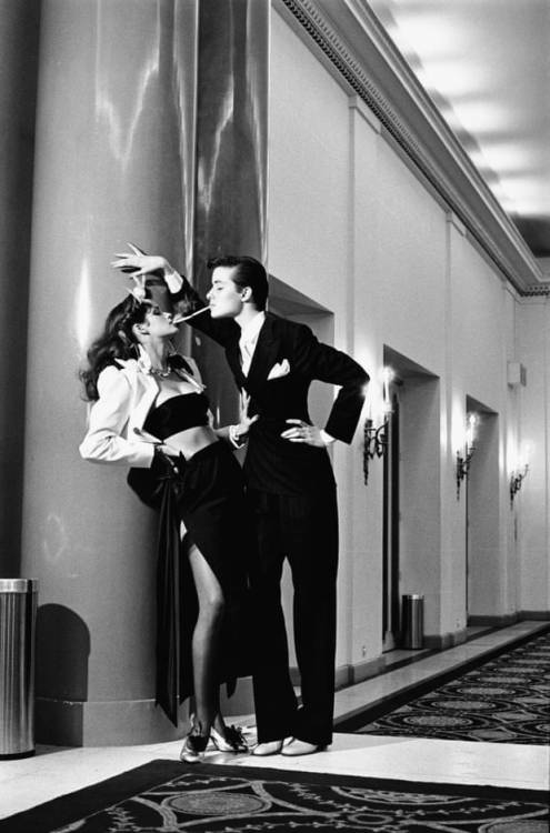 Gia Carangi and Robin Osler pose in Helmut Newton’s 1979 photo entitled, Who’s the Boss?