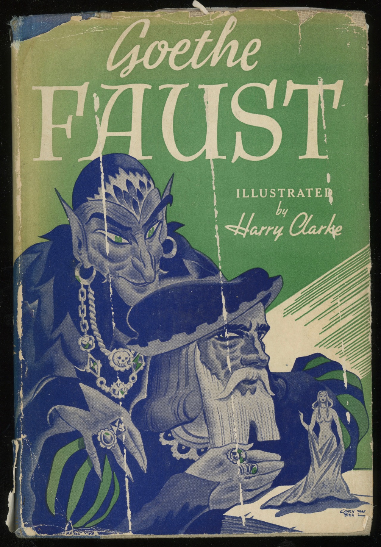 jellobiafrasays:
“ faust (c1920s ed, cover illustration by corydon bell)
you can see harry clarke’s great faust illustrations in an old post over at @50watts‘ place
”