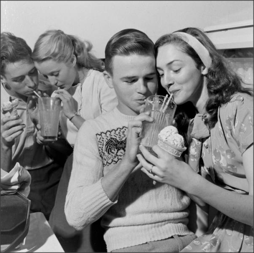 Teens enjoy malteds and ice cream, 1947Atlanta, Georgia