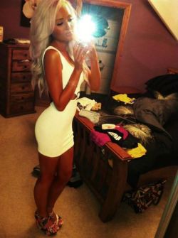 Sexywithorwithout:  Tan Blonde, Tight Dress 