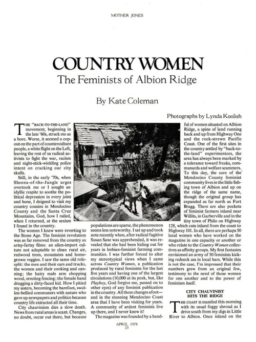 Country Women magazine:01. Cover, Issue #17, &ldquo;Feminism and Relationships.&rdquo; (?)02. Inside