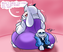 royal-starlord:  theenglishgent:  ah ha, ah ha, ah haaaaaaaaaaaaa-i’m so sorry for that orz but for real, I think a bigger goatmom or a smoler Sans next to one another is cute so (especially if Sans is so flustered, gaaah)  Pfft X3   Sans sure has a