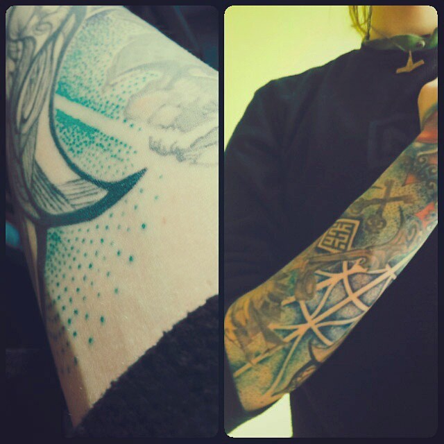 Ooops.. I think I forgot to show you. I got a sleeve filler tattoo last month, it