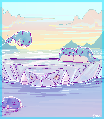 embarrassment-journey:  Day 12 - Favourite Ice Type x Avalugg &amp; Spheal