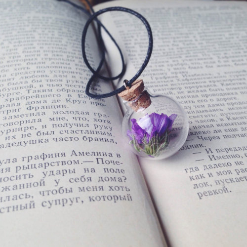 XXX wickedclothes:  Purple Flower Terrarium Necklace photo