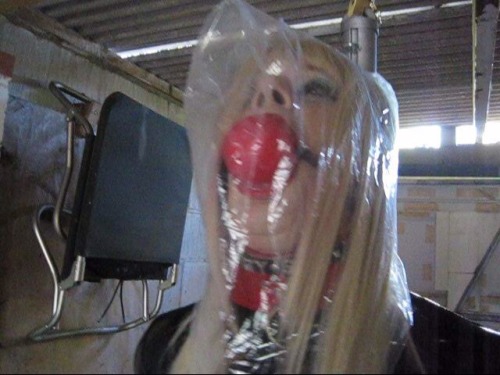 PVC Slut Bitch Plastic Bag Hooded forced Breath control after Proper abandoned Sissy storage of Pats