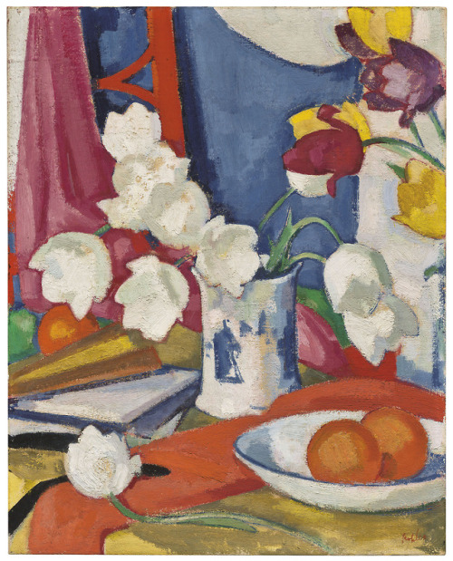 thunderstruck9:Samuel Peploe (British, 1871-1935), Red and White Tulips, early 1920s. Oil on canvas,