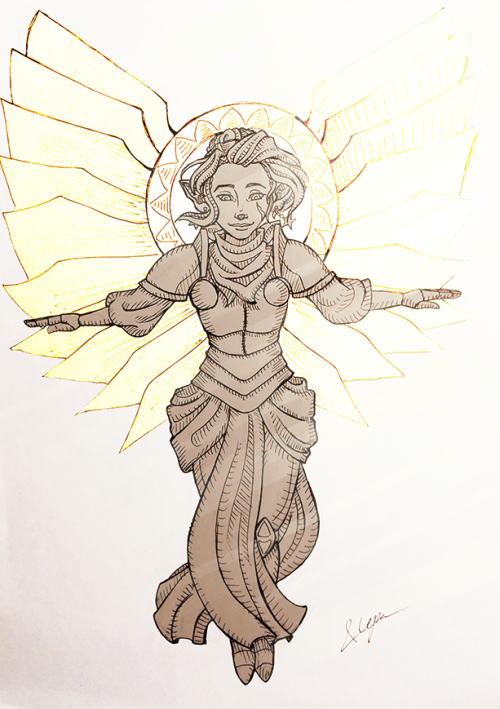 lepa2793:Inktober day 26: The awesome Pike Trickfoot, Cleric of Sarenrae