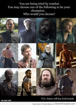 gameoflaugh:  Who would you choose? http://gameoflaughs.com/