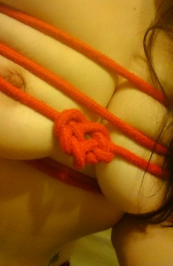 tieduptee:  ❤🔥Happy Valentine’s Day 🔥❤ Here is a cute Celtic heart knot I did and my boobs of course 💜💜💜 #RopeLove #BoobLove 