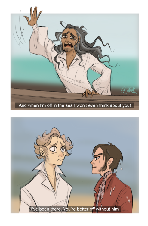 sator-the-wanderer:That Good Omens scene but it’s Bonnet and Blackbeard (and a very angy Luciu