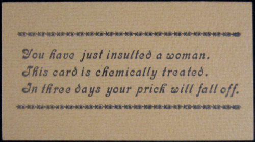 stuffaboutminneapolis:Feminist Sexual Harassment Card (1960’s) via Minnesota Historical Society