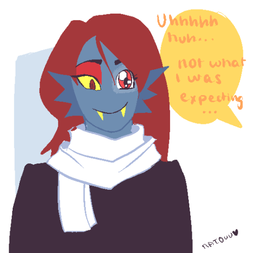 undyne with her hair doooowwncomic n illustrative doodle