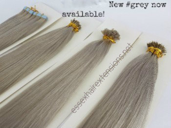 New Grey available in nano tip, micro ring, mini locks (easilocks) and tape extensions from essexhai