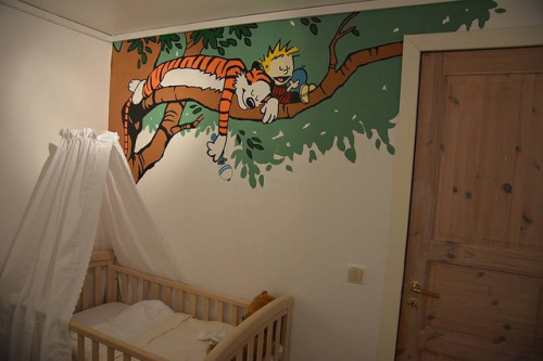 Calvin and Hobbes on Flickr.Me and my girlfriend just finishes painting Calvin and Hobbes in the nur