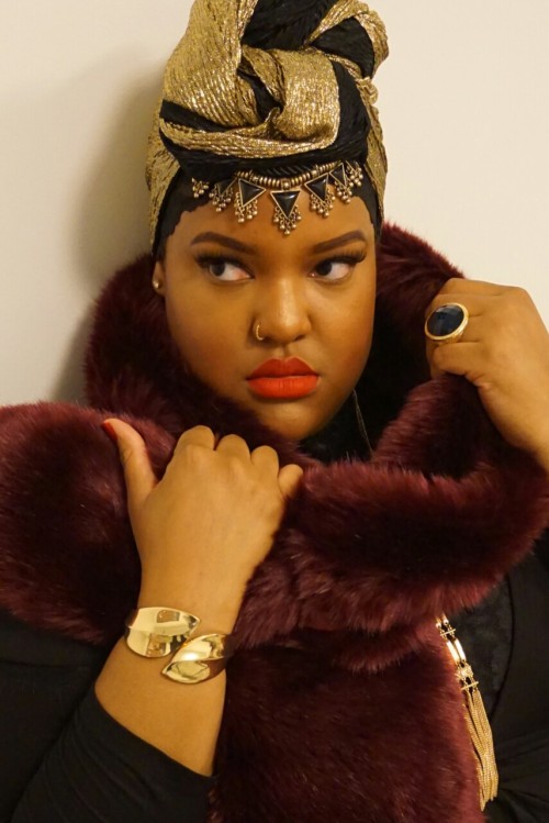 lvernon20:  Just chillin with a beat face and faux fur. 💋💋💋  Yall check out my fat fashion shenanigans on Instagram @ Lvernon2000   Www.beautyandthemuse.net   God damn stunning