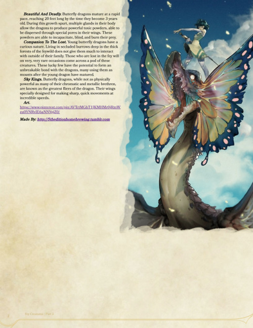 5theditionhomebrewing: Butterfly Dragon. More Fey stuff. Other ages will be done eventually along wi