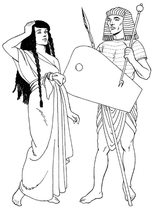 Ancient Egyptian Fashions by Tom Tierney1. Slave and pharoah2. Woman and warrior