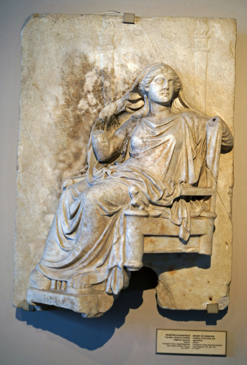 lionofchaeronea:Marble relief of the goddess Demeter.  Artist unknown; 4th cent. BCE.  Found near Ça