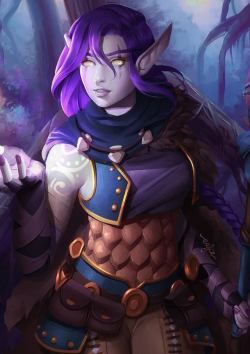 Void Elf girl: World of Warcraft game digital art [Artist: ERDJIE]