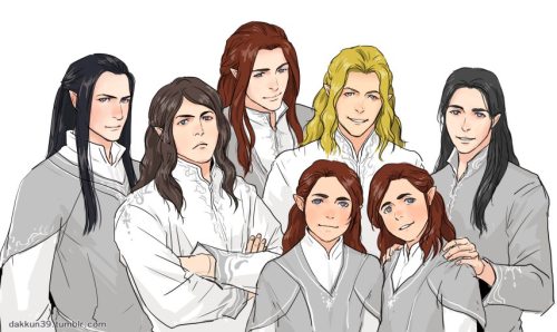 Caranthir, Curufin, Maedhros, Celegorm, Maglor             　　　　　　　　　　        Amras, Amrod           