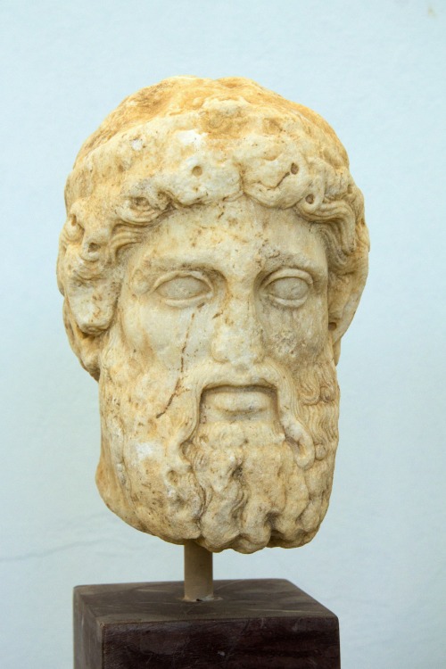 Marble head of Hermes.  Hellenistic copy after a 5th cent. BCE herm.  Found in the Theater