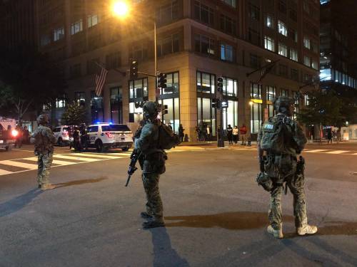 Federal Law Enforcement and Military secure Washington D.C. from domestic terrorists and opportunist