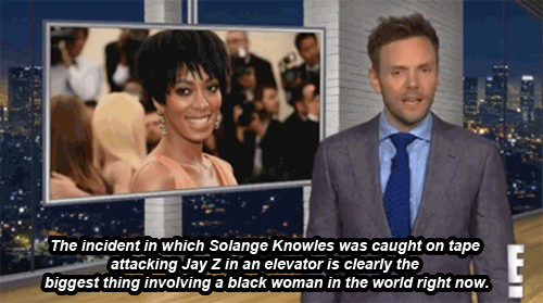 shaeparttimefunnywhore:  neverneverlvnd:  mediaite:  Joel McHale thinks the media might be over-covering the Jay Z/Solange fight.   shit  *drops the mic* 