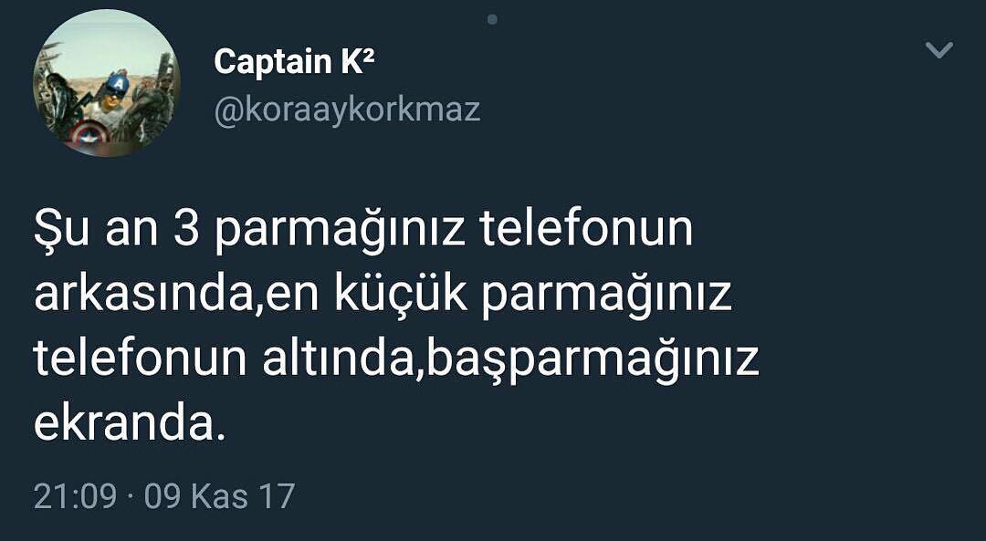 Şu an üç parmağınız...