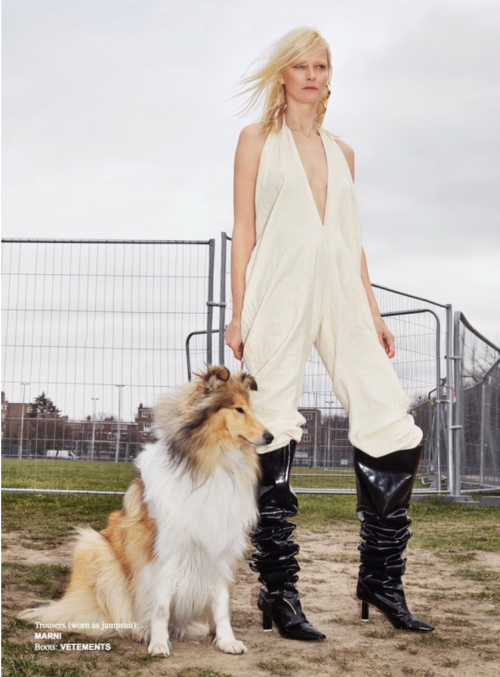 skt4ng: “Oh My Dog” | Carmen Kass by Till Janz for Sleek Summer 2015Boots by Vetements