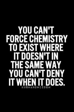 ilovemylsi2:  You can’t force chemistry to exist where it doesn’t in the same way you can’t deny it when it does.  For more fantastic quotes please visit us on our Facebook page or website!