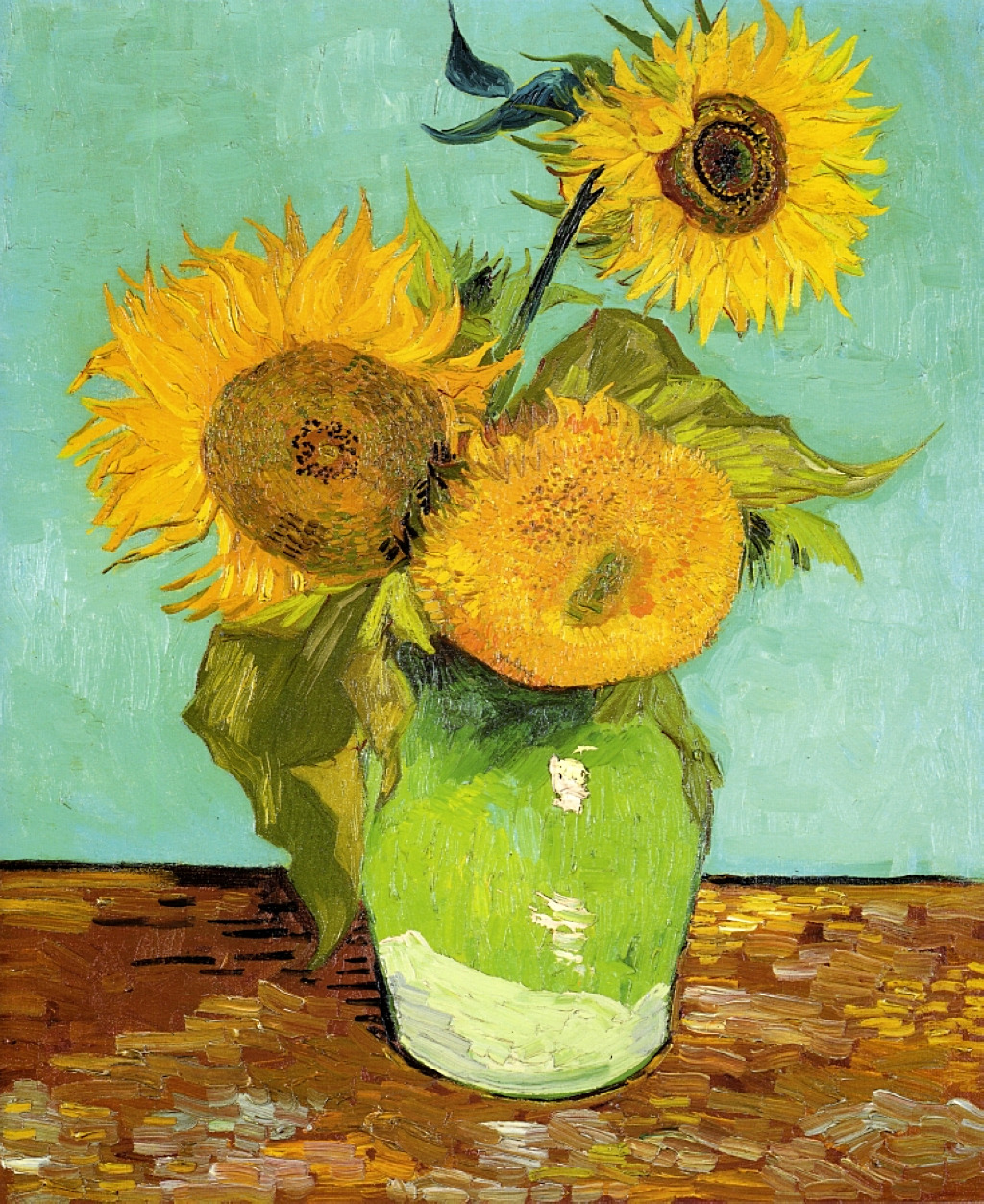 atmospheric-minimalism:  Sunflowers by David Hockney, Vincent van Gogh, and Egon