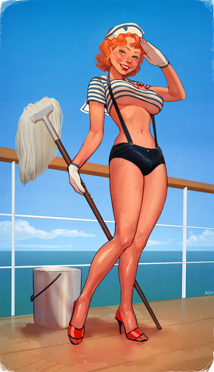 Swabbing the poop deck – Art by InCaseClick here to see more dickgirl hentai by InCase