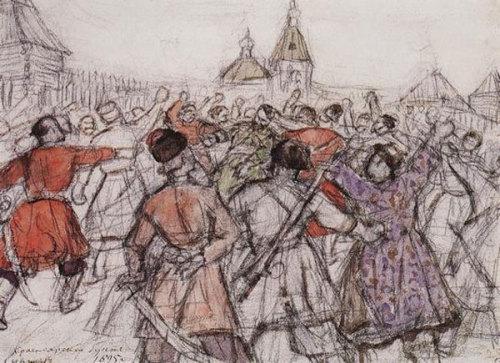 artist-surikov: Krasnoyarsk rebellion, 1902, Vasily Surikov