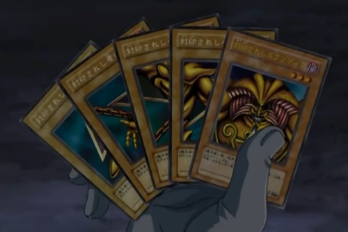 Yugi-OH my derp In GX Adrian has exodia and in one shot when we first see him looking at them in the