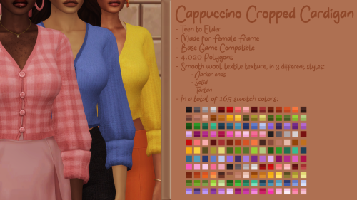 candysims4:candysims4:CAPPUCCINO CROPPED CARDIGANA cute cardigan with buttons, made of a smooth wool